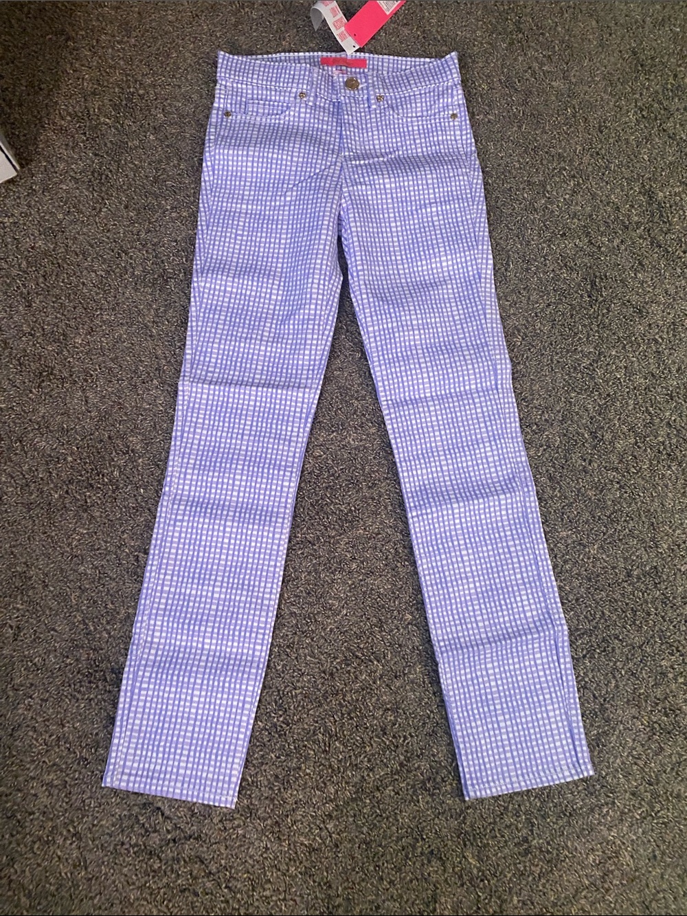 Lilly Pulitzer Light Lilac Gingham Skinny Pants. Size 00. NWT. Cotton blend.